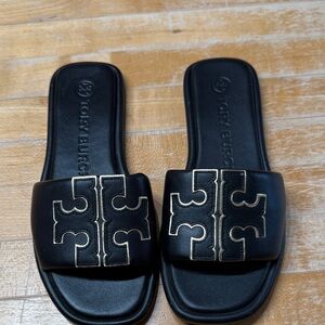 Tory Burch Black and Gold Sandals